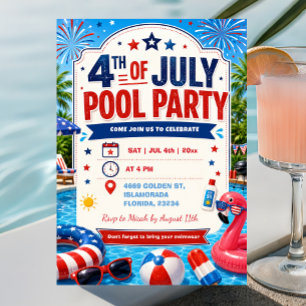 4 juli självständighetsdag poolparty inbjudningar
