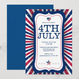 4 juli självständighetsdag stjärnor och ränder gri inbjudningar