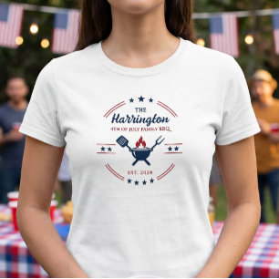 4 juli självständighetsdagen familj BBQ T Shirt