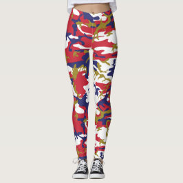 4 juli, självständighetsdagen, Kamouflage Guld Leggings