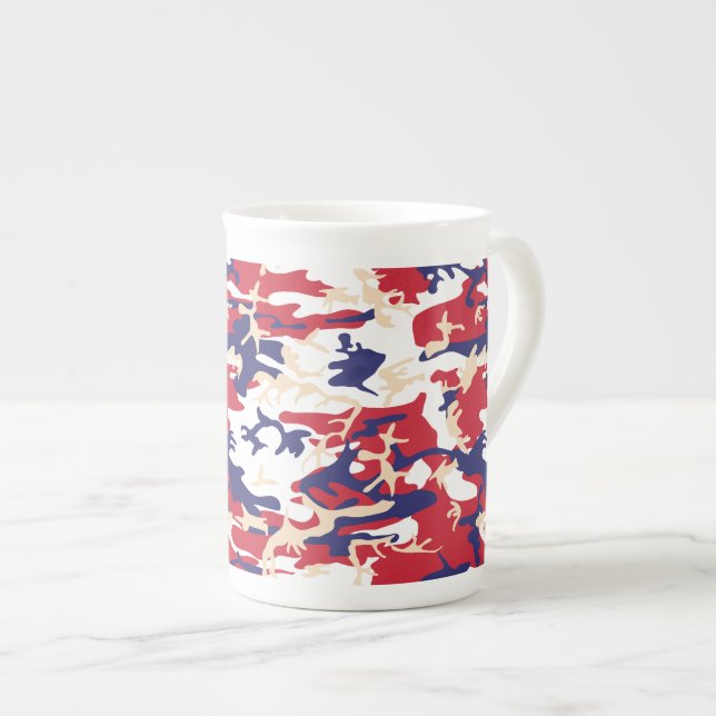 4 juli, självständighetsdagen, kamouflagebeige benporslin mugg (Framsida höger)