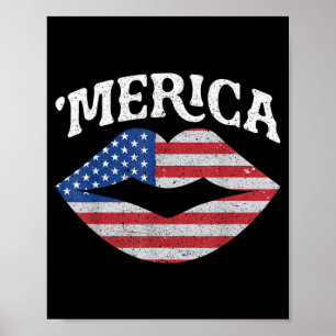 4 juli självständighetsdagen MERICA Kyss Mun USA Poster