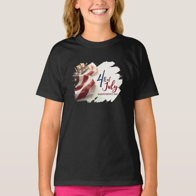4 juli självständighetsdagen patriotisk design t shirt (Framsida)