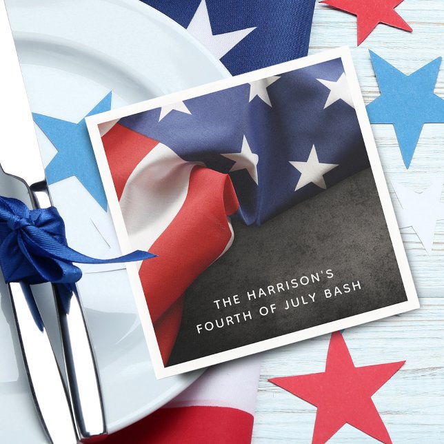 4 juli självständighetsdagen patriotisk flagga pappersservett (4th Of July Independence Day Patriotic Flag Napkins)
