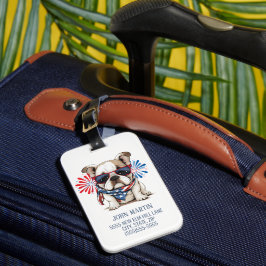 4 juli självständighetsdagen röd vit blå Bulldog Bagagebricka