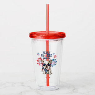 4 juli självständighetsdagen röd vit blå Bulldog Take Away Mugg
