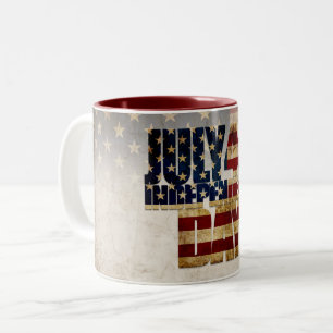 4 juli självständighetsdagen vintage flagga design Två-Tonad mugg