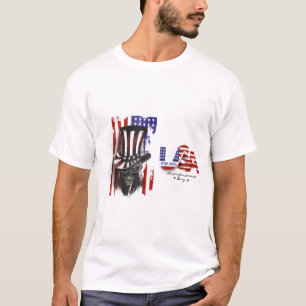 4 juli skallig Uncle Sam hatt t-shirt – Patriotisk