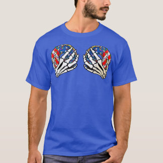 4 juli Skeleton Hand Holding Donuts American T Shirt