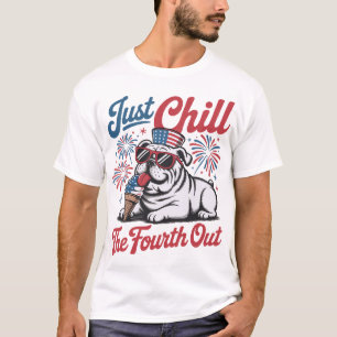 4 juli Slarva bara den fjärde juli Bulldog T Shirt