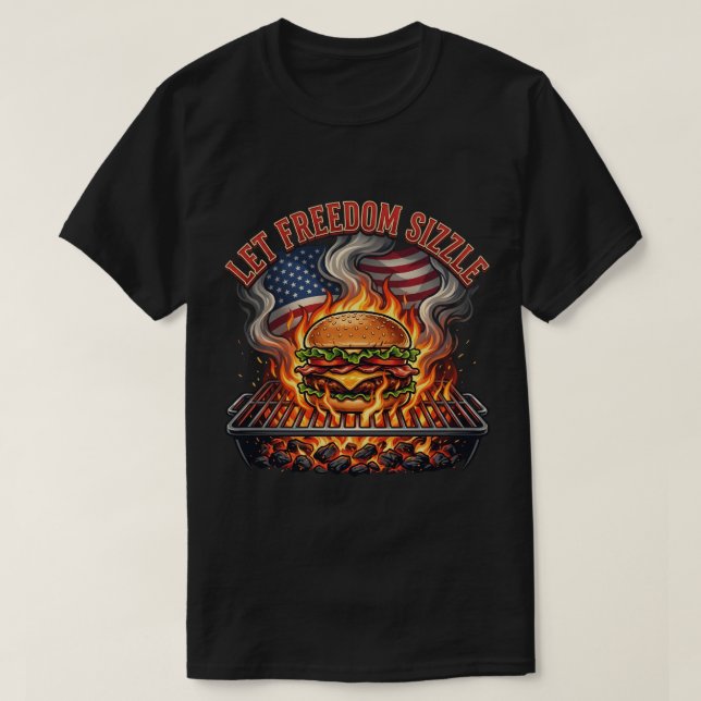 4 juli Sommar Barbecue Burger Grillning T Shirt (Design framsida)