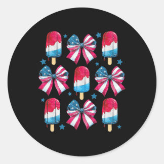 4 juli söta popsiclebågar patriotiska kvinnor barn runt klistermärke