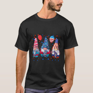 4 juli söta tomtar USA amerikansk flagga oberoende T Shirt