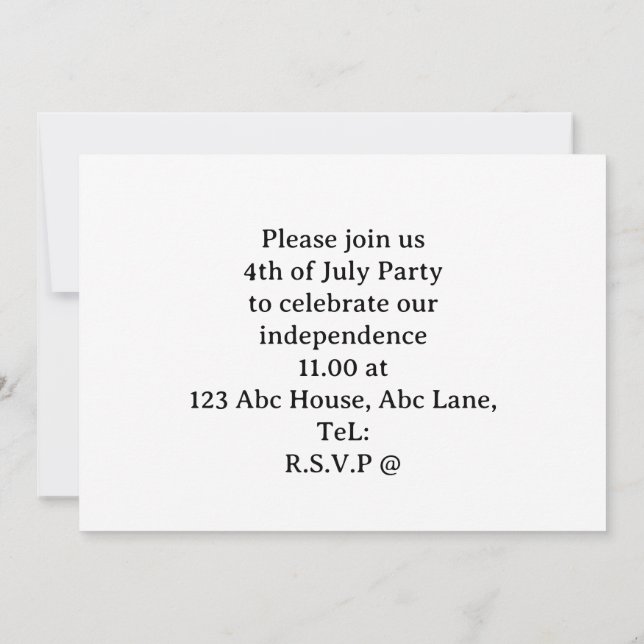 4 juli Spara datumet  Självständighetsdagsfirande Inbjudningar (Baksida)