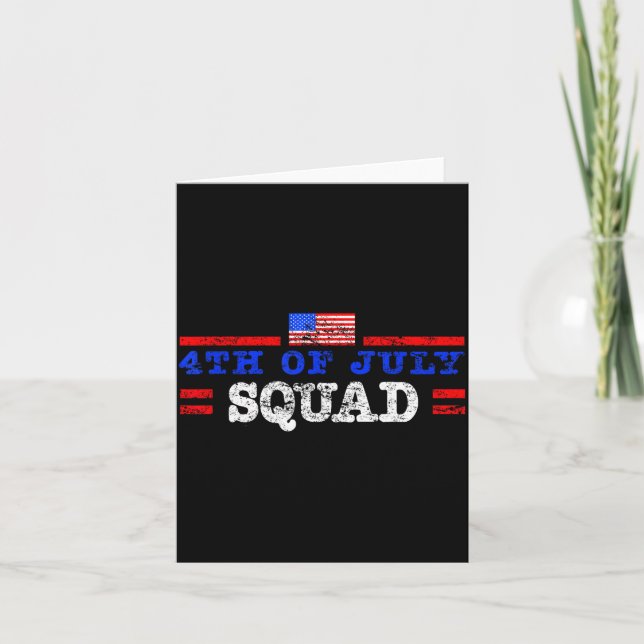 4 juli-squad cool patriotisk besättning män kvinno kort (Framsida)