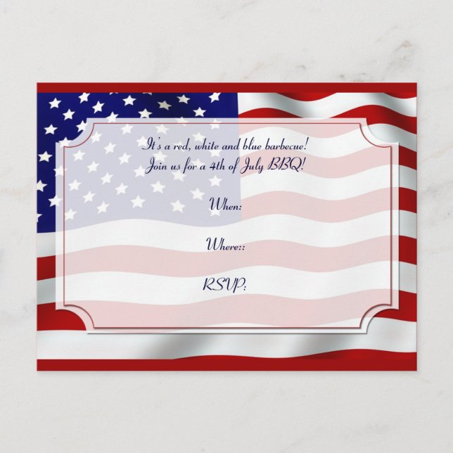 4 juli Stars och stripes Forever Flagga Inbjudan Vykort (Framsida)