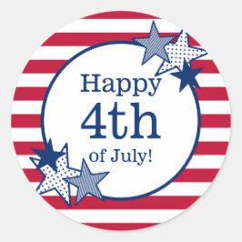 4 juli Stars och stripes Modern patriotisk Runt Klistermärke