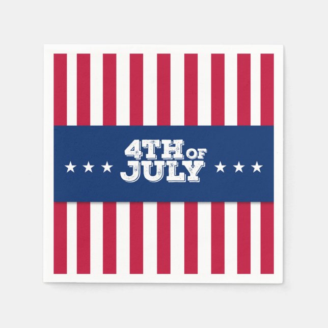 4 juli Stars och stripes Napkins Pappersservett (Framsidan)