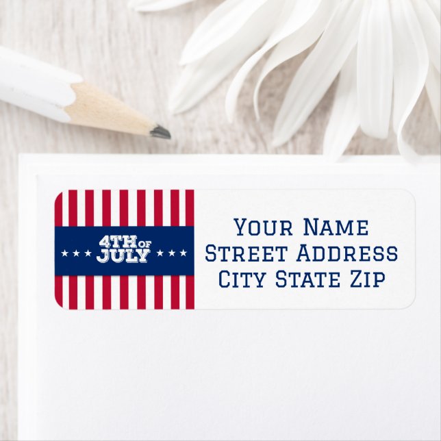 4 juli Stars och stripes Returadress Etikett (Insitu)