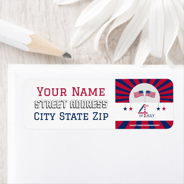 4 juli Stars och stripes Returadress Etikett (Insitu)