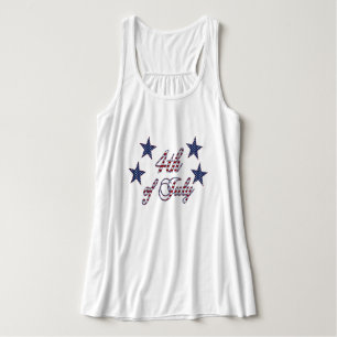4 juli Stars och stripes Typografi Linne Med Racerback