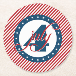 4 juli Stars och stripes Underlägg Papper Rund