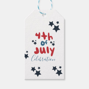 4 juli stjärnor BBQ-fest Hand Lettering Presentetikett