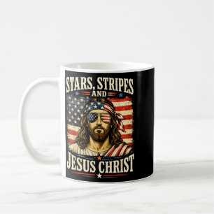 4 juli stjärnor es och Jesus Kristus patriot Kaffemugg
