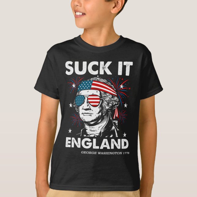 4 juli Suck-it England Tröja Rolig George-washin (Framsida)