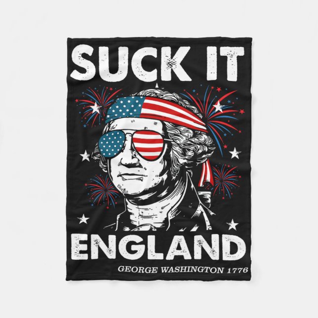 4 juli Suck-it England Tröja Rolig George-washin Fleecefilt (Framsidan)