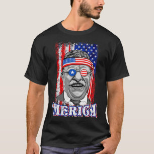 4 juli Theodore Roosevelt Merica Patriotic Us T Shirt