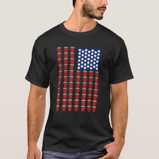 4 juli Trendig Red Solo Kopp Beer Pong USA flagga T Shirt