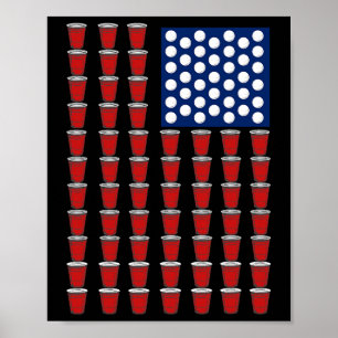4 juli trendig röd solo-kopp Beer Pong USA-flagga Poster