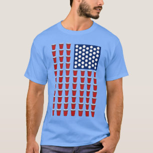 4 juli trendig röd solo-kopp Beer Pong USA-flagga T Shirt