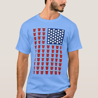 4 juli trendig röd solo-kopp Beer Pong USA-flagga T Shirt