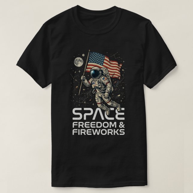 4 juli-tröja: astronaut Rymdfrihet Grafik T Shirt (Design framsida)