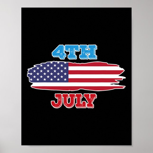 4 juli-tröja fjärde juli amerikansk flagga för män poster (Framsidan)