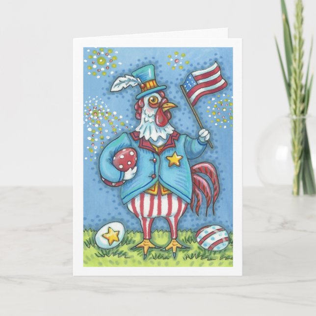 4 JULI TUPP, CHICKEN GREETING CARD Verse Kort (Framsida)