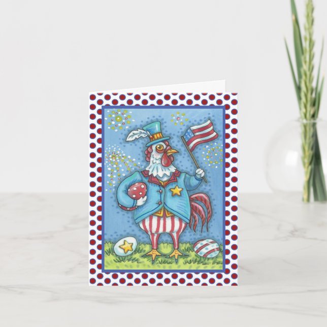 4 JULI TUPP, CHICKEN GREETING CARD Verse Kort (Framsida)
