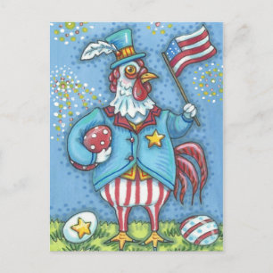 4 JULI TUPP, HELGDAG CHICKEN POSTCARD HELG VYKORT