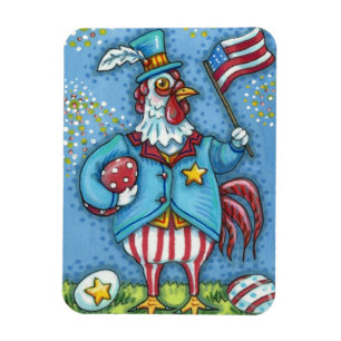 4 JULI TUPP, ROJKNÄPPIG PATRIOTISK KYCKLING MAGNET