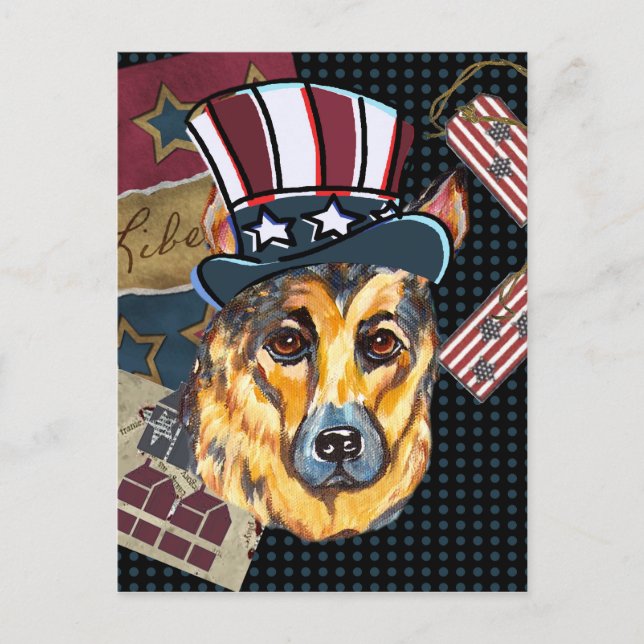 4 juli tysk schäferhund vykort (Framsida)