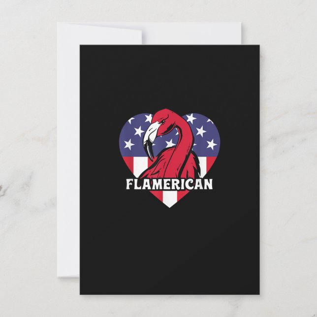 4 juli US Flagga Funny Patriotic Flamingo Flame Inbjudningar (Framsida)