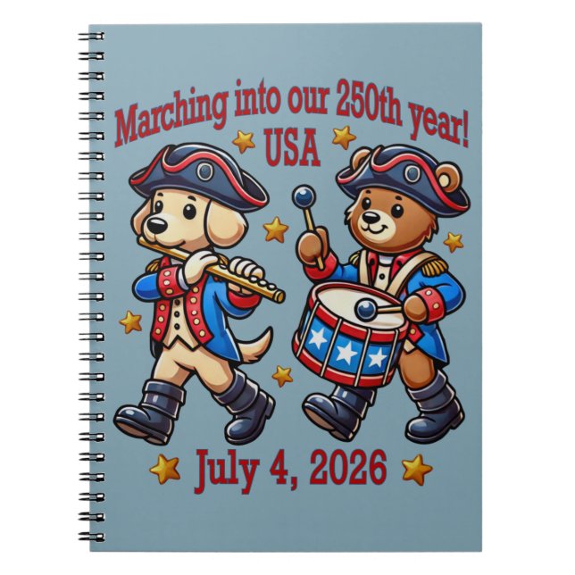 4 juli USA 250-årsjubileum Semiquincentennial Anteckningsbok (Framsidan)