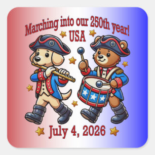 4 juli USA 250-årsjubileum Semiquincentennial Fyrkantigt Klistermärke