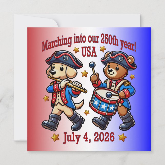 4 juli USA 250-årsjubileum Semiquincentennial Inbjudningar (Framsida)