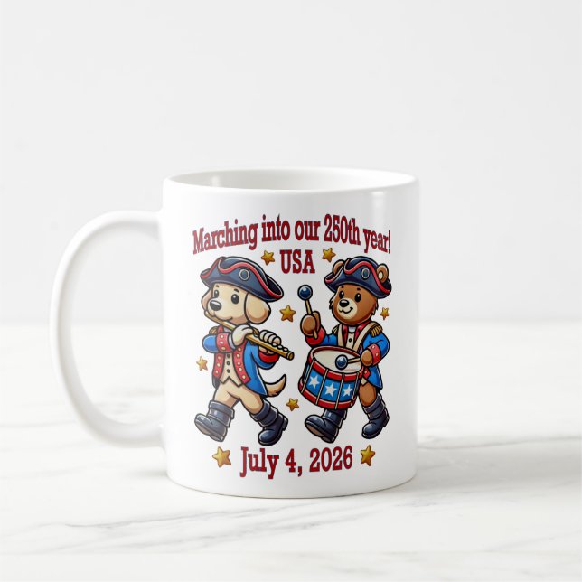 4 juli USA 250-årsjubileum Semiquincentennial Kaffemugg (Vänster)