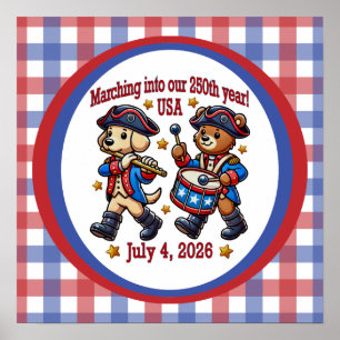 4 juli USA 250-årsjubileum Semiquincentennial Poster