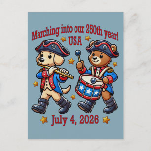 4 juli USA 250-årsjubileum Semiquincentennial Vykort