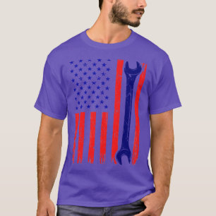 4 juli USA American Flagga Wrench Mechanic Vin T Shirt